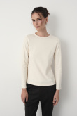 Bawełniany longsleeve w kolorze kremowym 