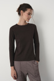 Bawełniany longsleeve w kolorze ciemnobrązowym 