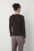 Bawełniany longsleeve w kolorze ciemnobrązowym 