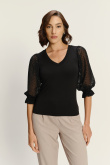 Efektowny top z bufiastymi rękawami i dekoltem w V