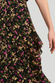 Zwiewna spódnica z naszywanymi falbanami, nadruk w kwiaty