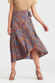 Stylowa, zakładana spódnica z kolorowym printem