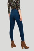 Granatowe jeansy z wysokim stanem, model slim-fit