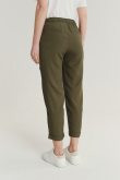 Lniano-wiskozowe spodnie w kolorze khaki