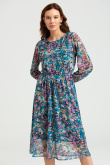 Zwiewna sukienka midi z kolorowym nadrukiem