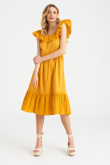 Bawełniana, żółta sukienka hiszpanka
