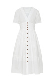 Biała, ażurowa sukienka midi