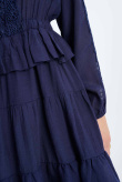 Granatowa sukienka mini z falbanami