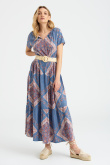 Wiskozowa sukienka z folkowym nadrukiem, maxi