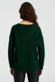 Klasyczny sweter z dekoltem w serek, butelkowa zieleń