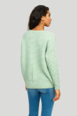 Sweter o luźnym kroju z dzianiny strukturalnej, miętowy