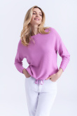 Różowy sweter z półokrągłym dekoltem