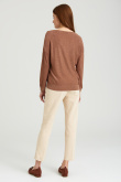 Wiskozowy sweter z błyszczącą nitką, brązowy