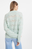 Ażurowy sweter w miętowym kolorze