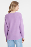 Lawendowy sweter z troczkami u dołu