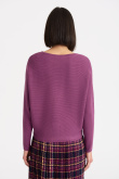 Wiskozowy sweter z dzianiny w prążek, ciemny fiolet