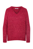 Różowy, luźny sweter z dekoltem w V