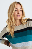 Luźna tunika swetrowa w kolorowe pasy