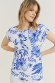 Stylowy top w niebieskie kwiaty