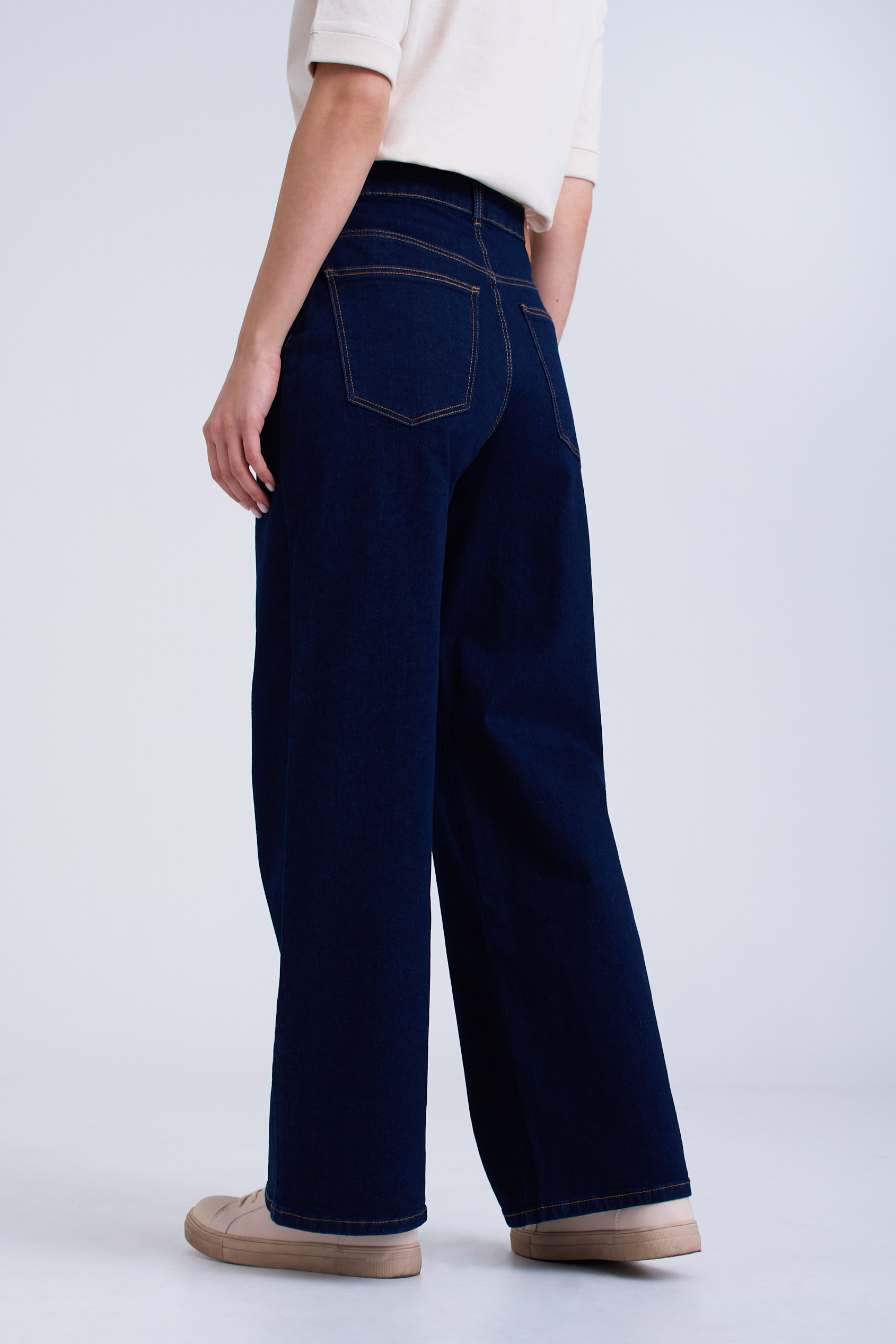 Granatowe jeansy wide leg