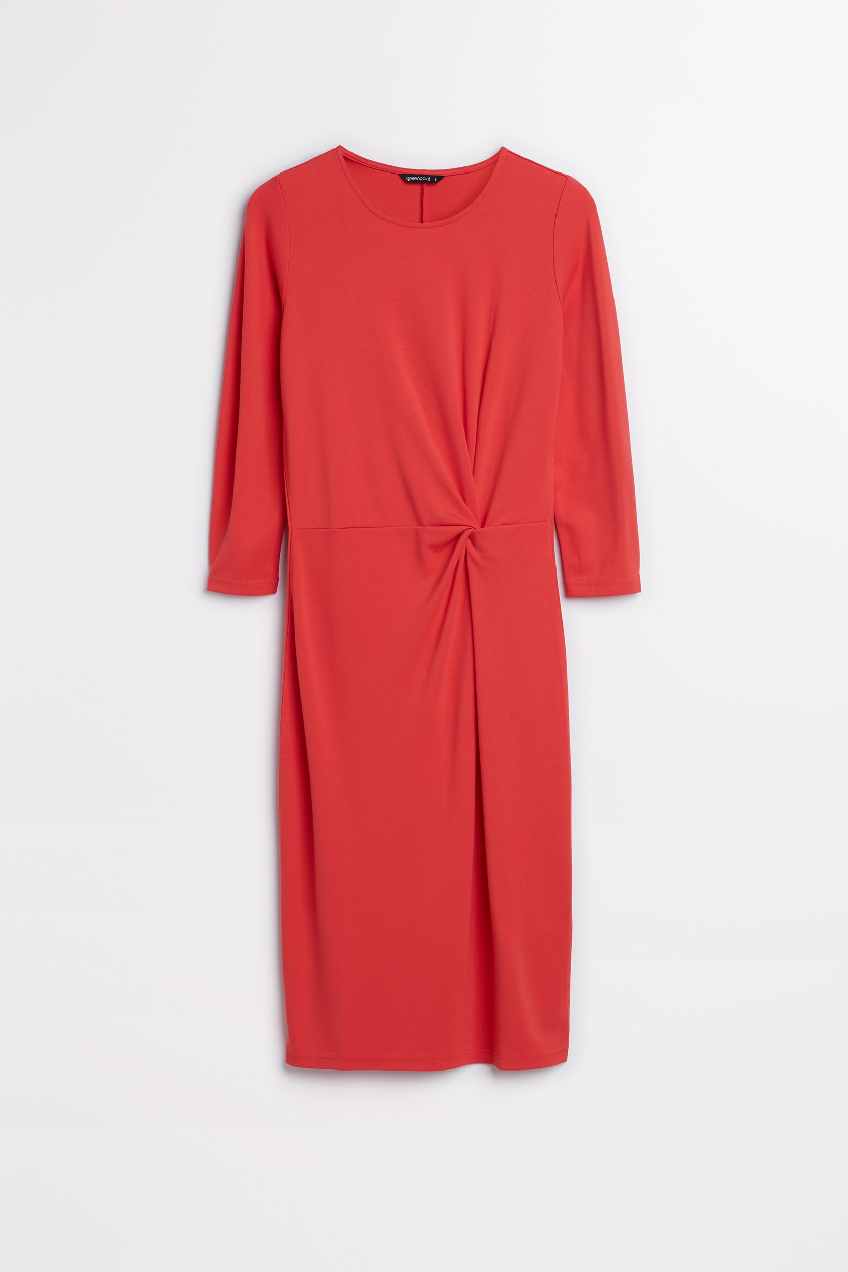 Wiskozowa sukienk midi, czerwona