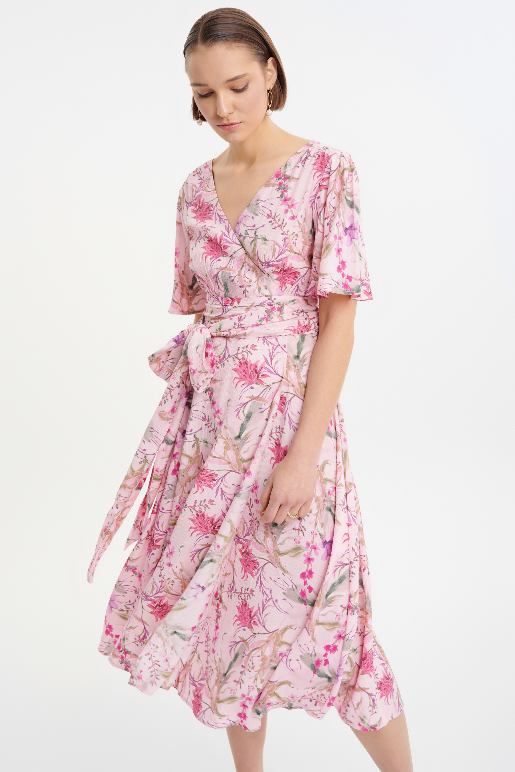 Stylowa sukienka z wiskozy różowa