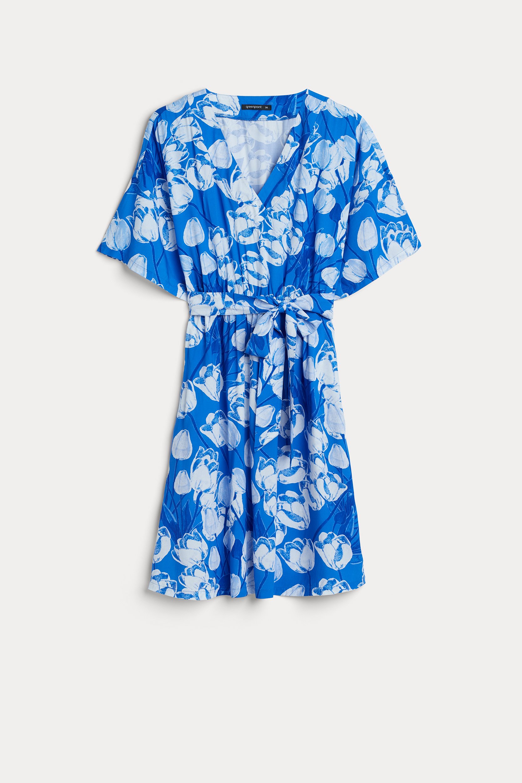 Niebieska sukienka mini w kwiaty