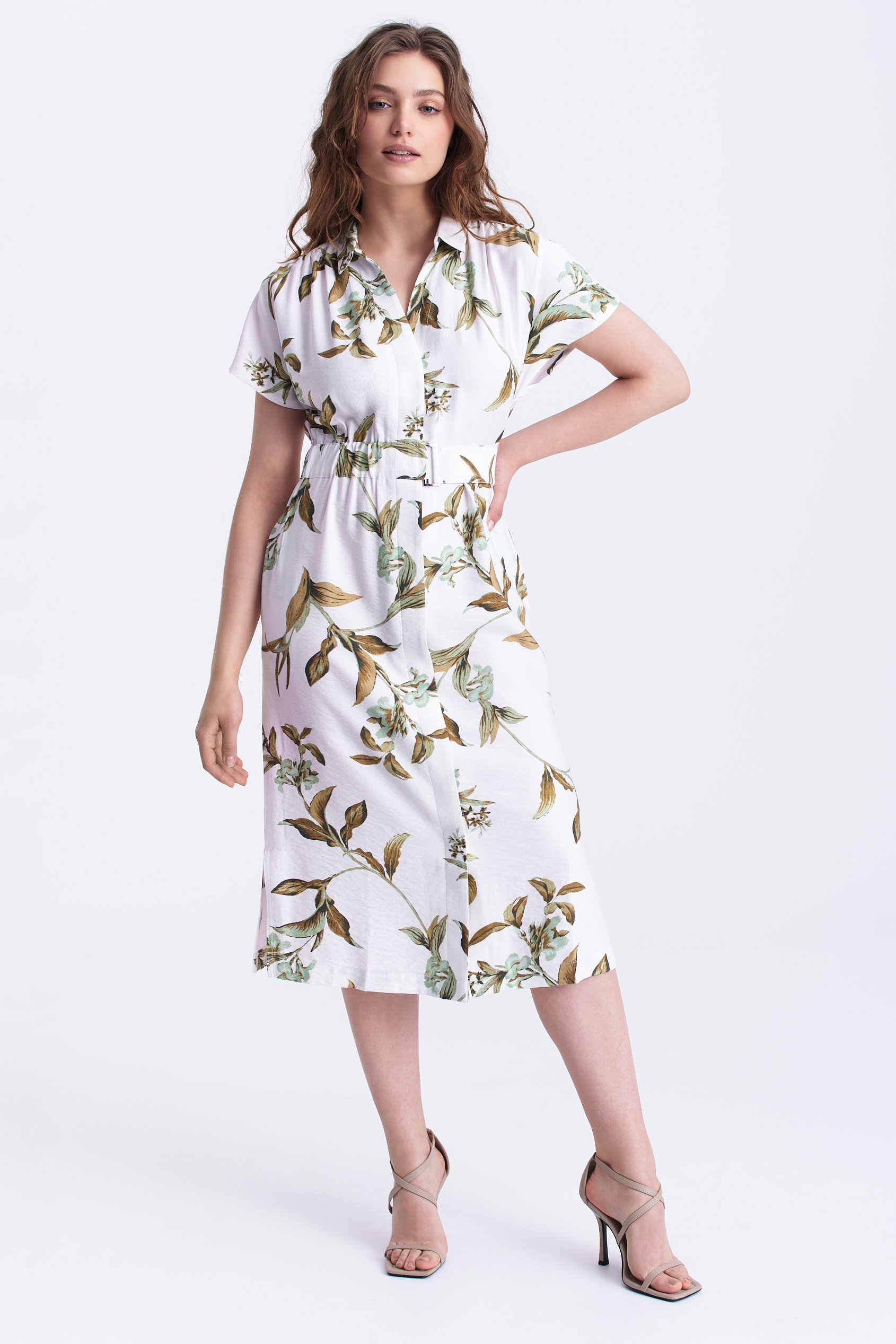 Sukienka midi z roślinnym printem