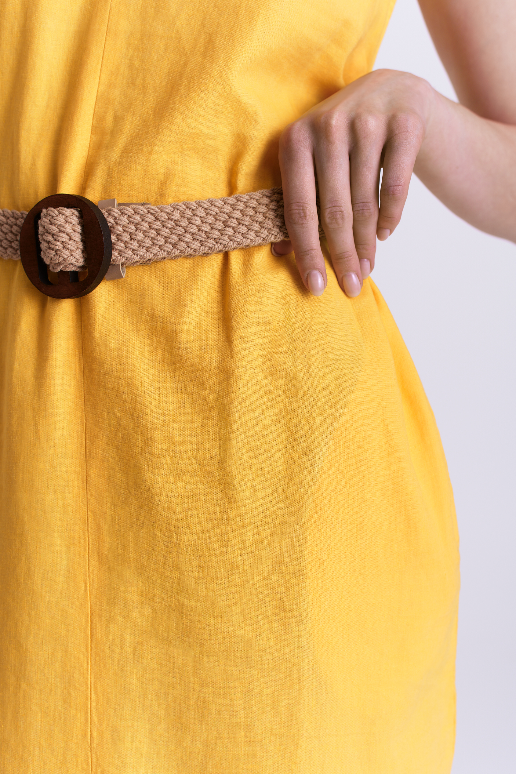 Casualowa sukienka midi, żółta