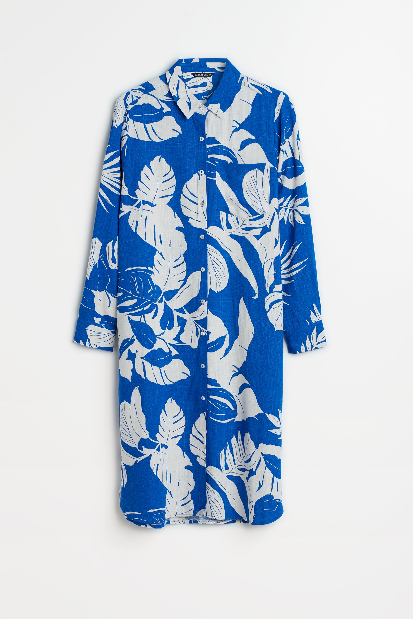 Wiskozowa sukienka z nadrukiem tropic kobalt