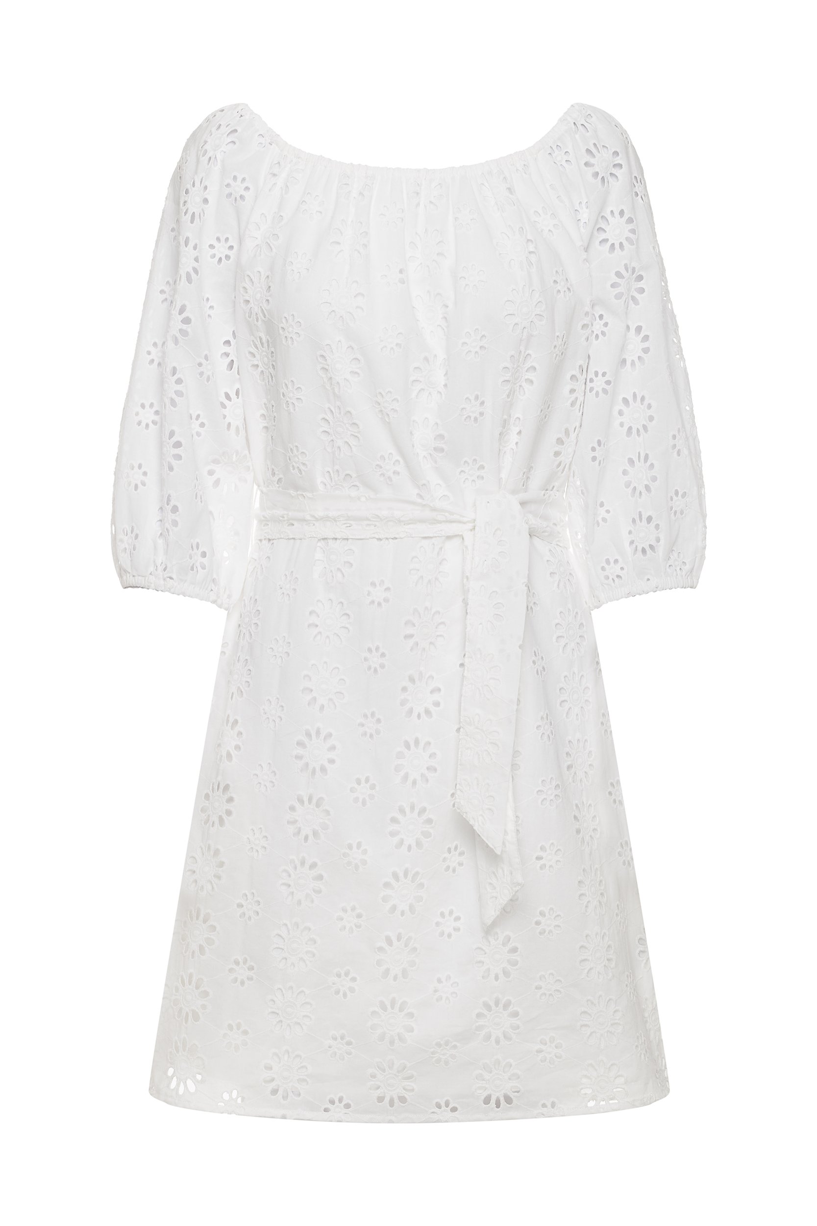 Biała sukienka w haftowane kwiaty