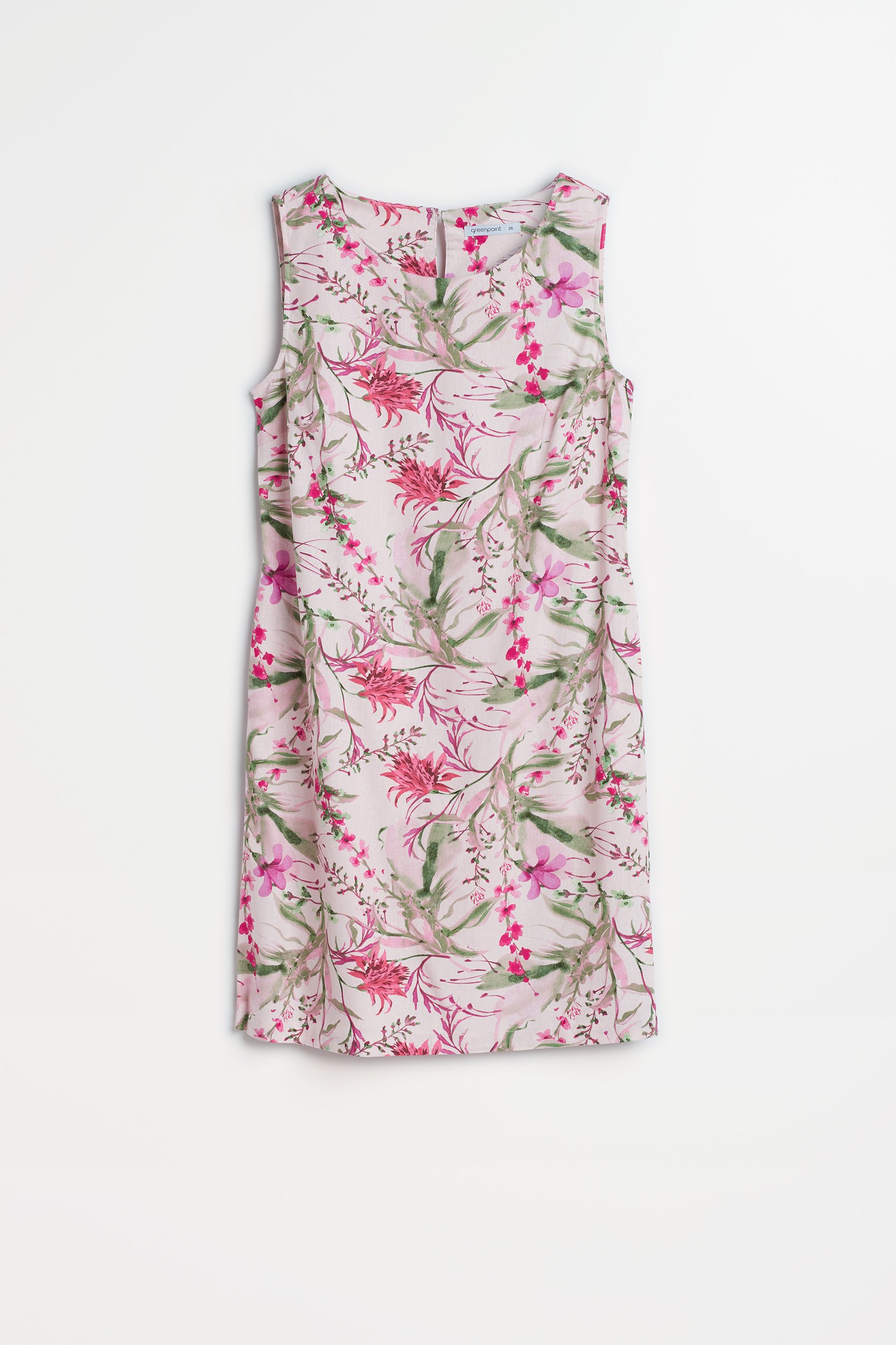 Krótka sukienka z nadrukiem w różowe kwiaty