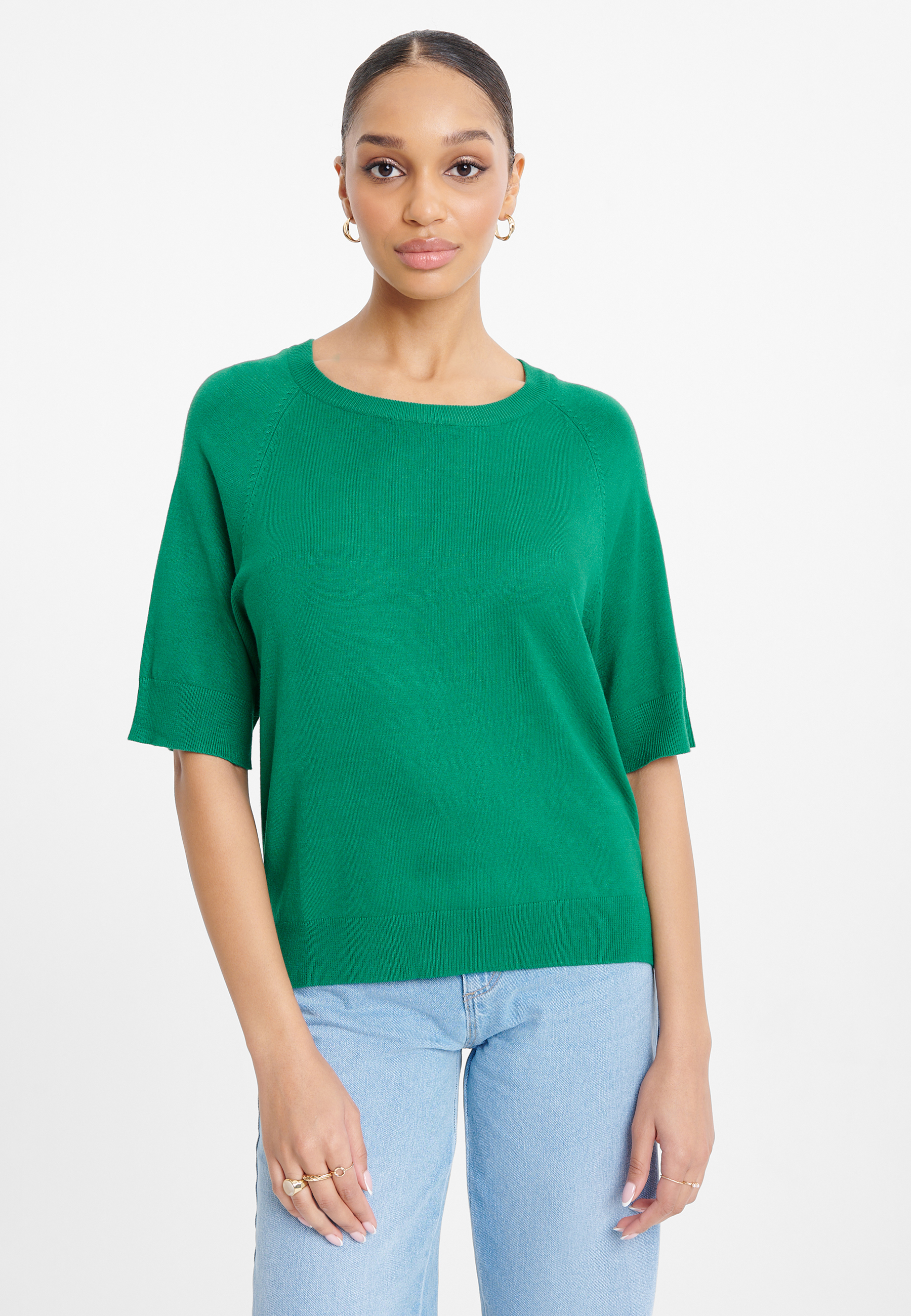Zielony sweter z krótkim rękawem