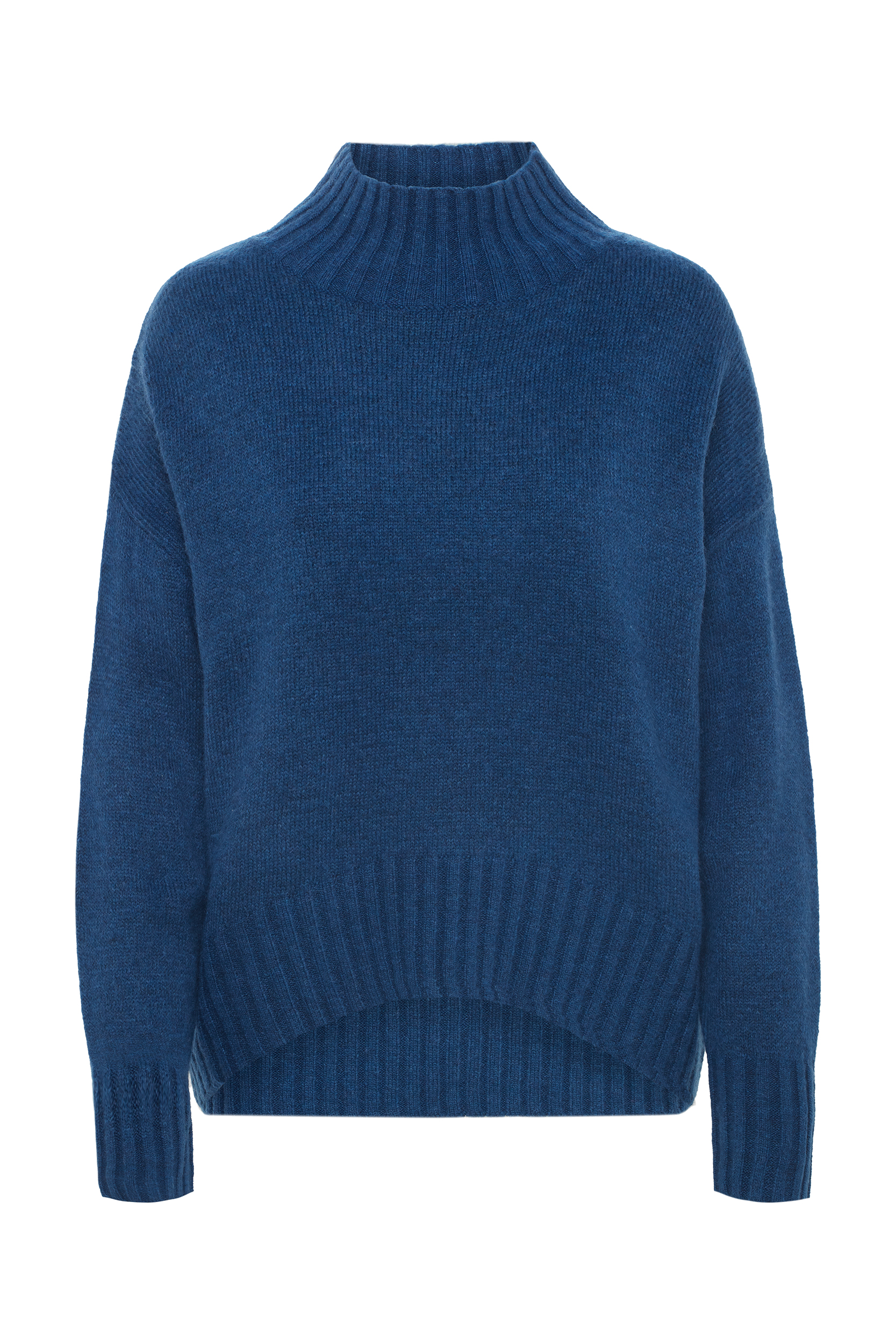 Ciemnoniebieski sweter z domieszką wełny, półgolf