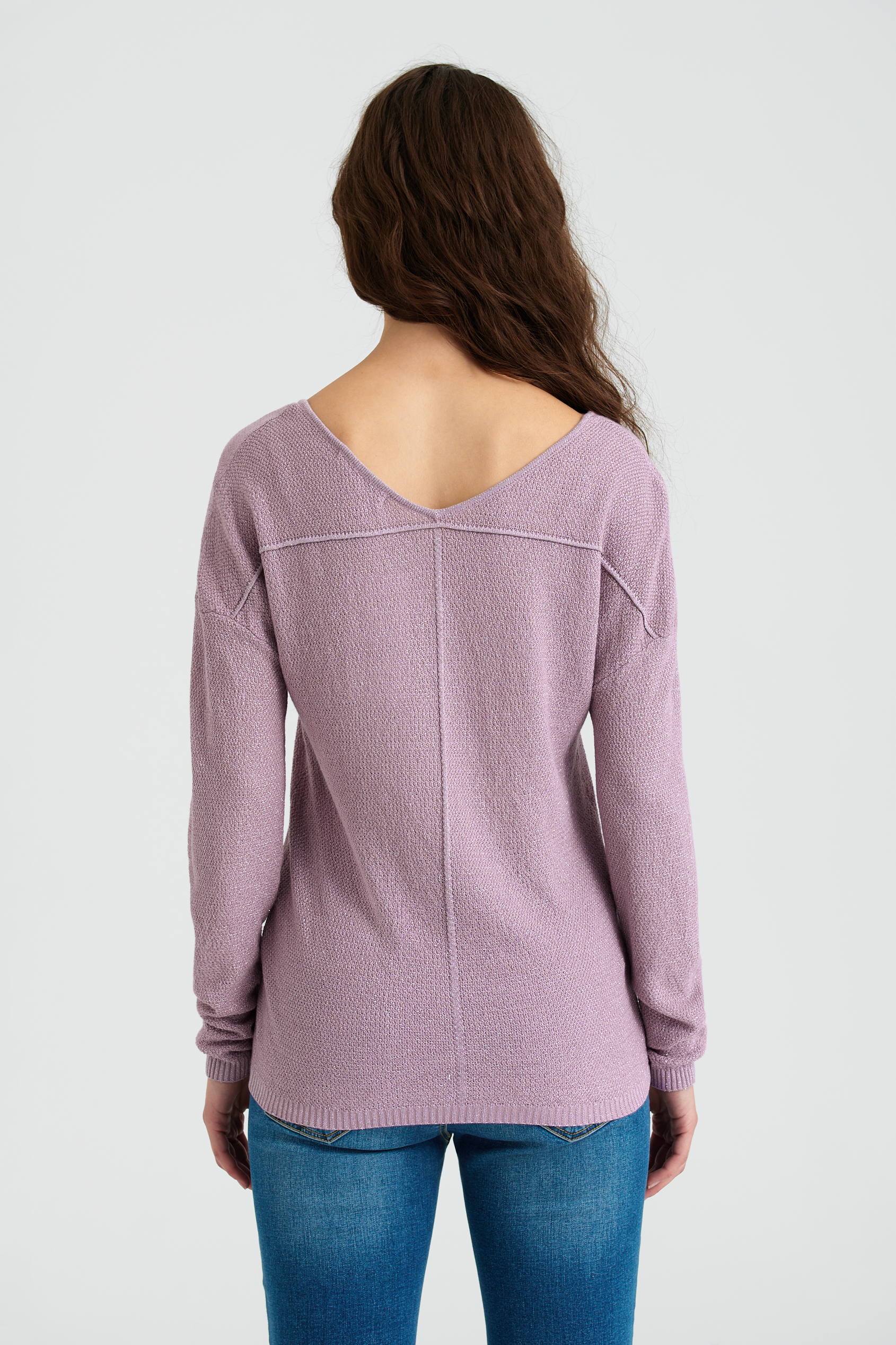 Wiskozowy sweter z błyskiem, jasny fiolet