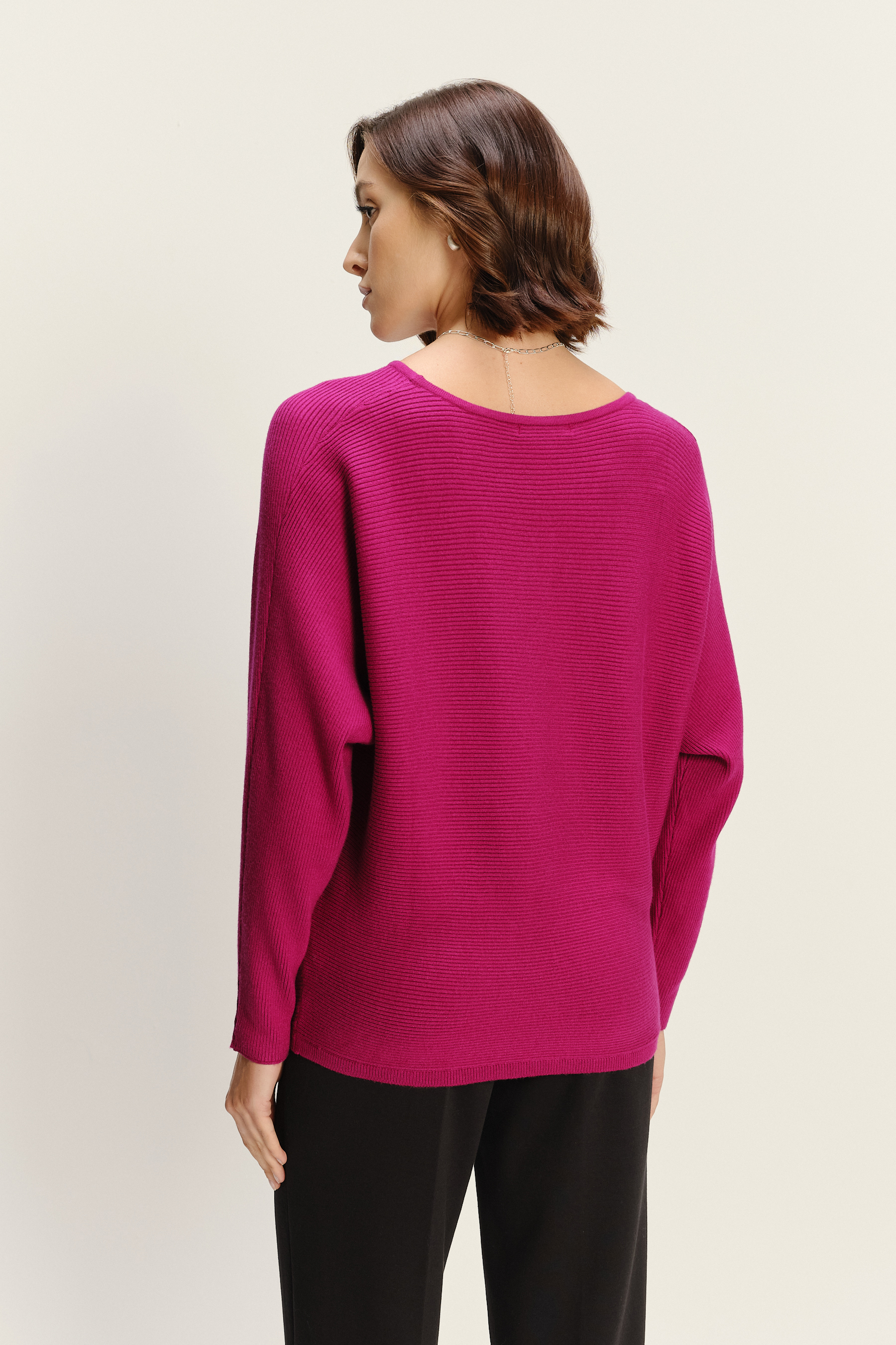 Sweter typu nietoperz w kolorze fuksji