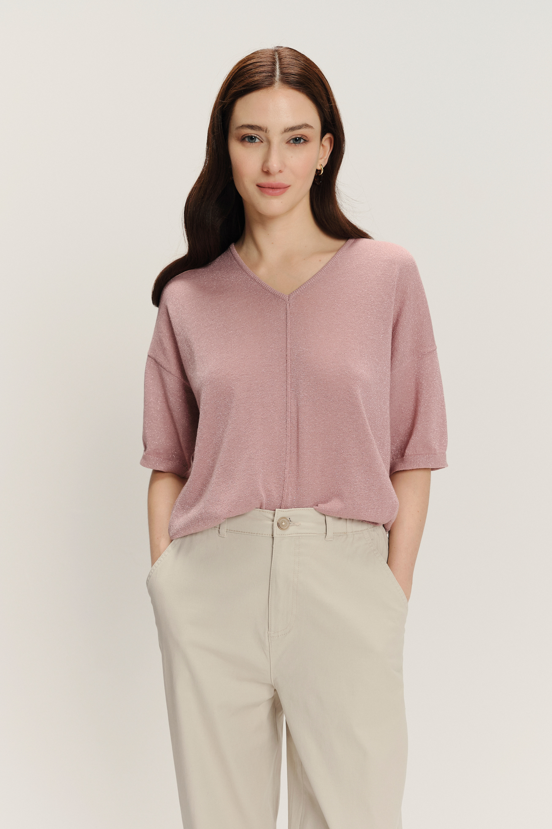 Sweter oversize w kolorze brudnego różu